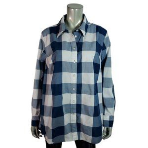 Lane Bryant Top Plus Sz 18/20 Plaid Long Sleeve Button Down Collared Casual Blue